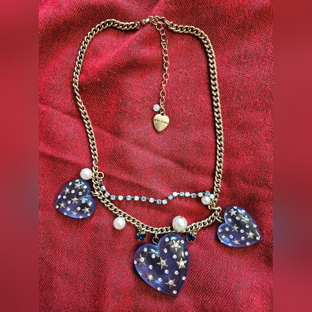 Heavens to Betsey Blue Heart Necklace